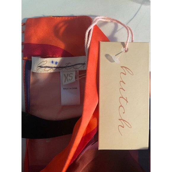 Anthropologie Hutch Myla Blouse Top Orange Geometric Size XS NWT High Neck - Picture 6 of 8